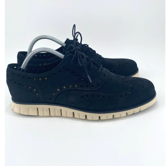 Cole Haan ZeroGrand Wingtip Oxford Men\'s 10M Black Suede Sneakers C12981